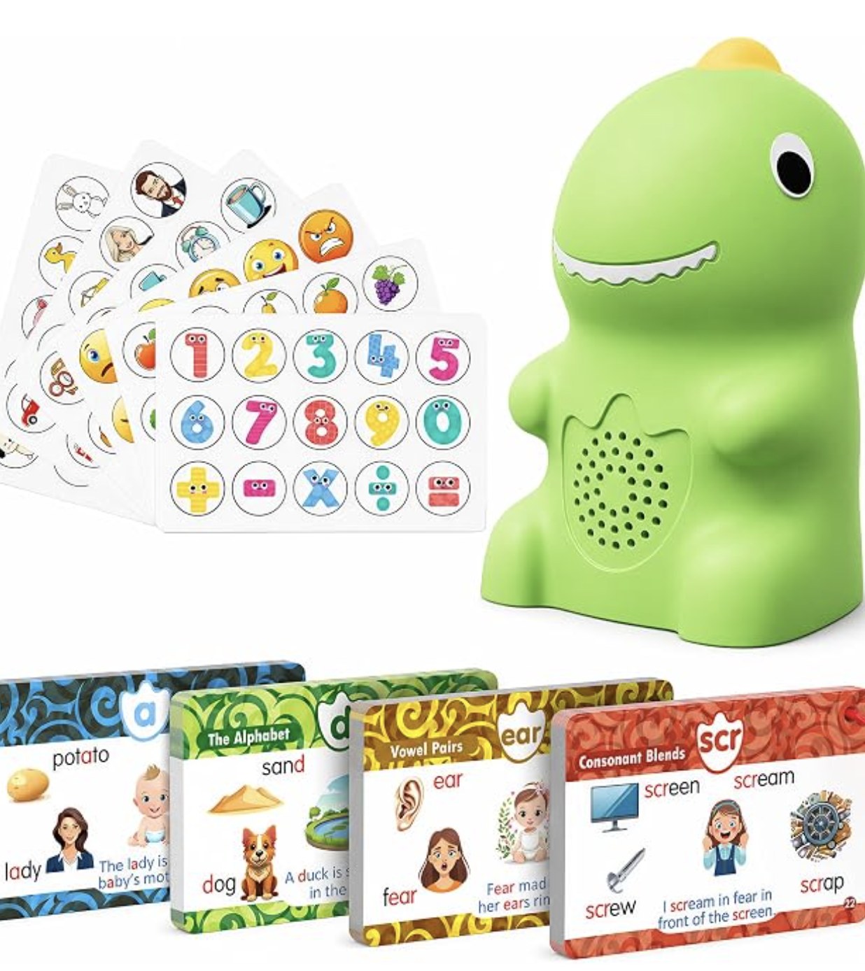 Digby the Word Dino with sticker sheets and four phonics flash card books